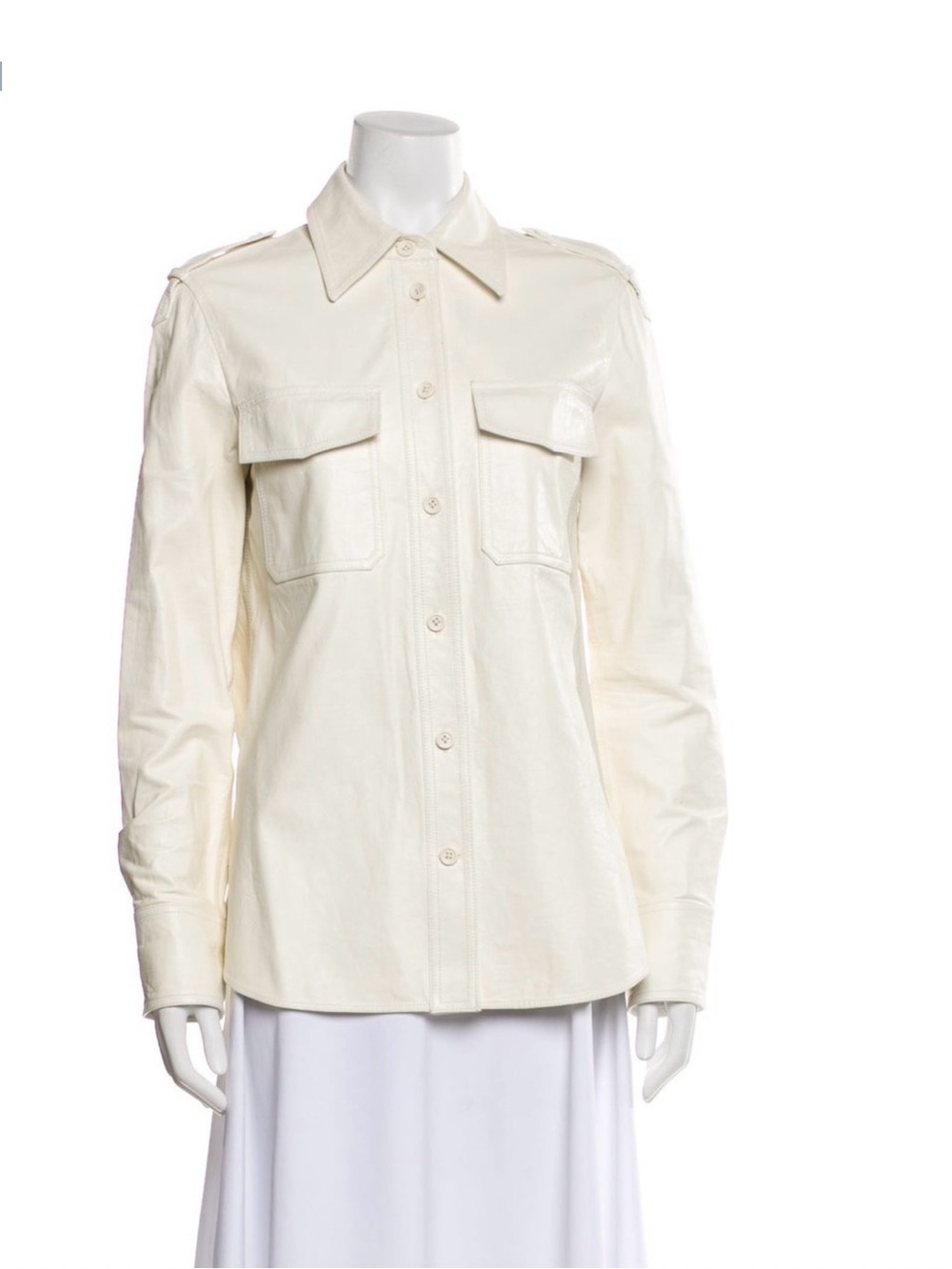 Helmut Lang Cream Leather Button-Front Jacket